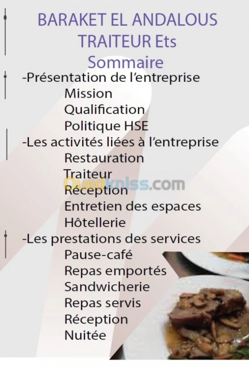 Prestations de service traiteur 