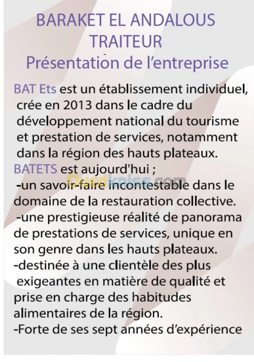 Prestations de service traiteur 