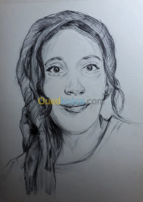 dessin portrait avec crayon et stylo 