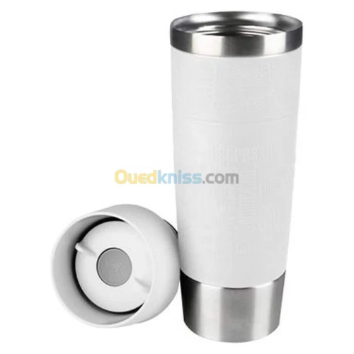 ESMAELITE Travel Mug Grande, Quick Press, 100% Hermétique, Silicone, 500Ml, Blanc