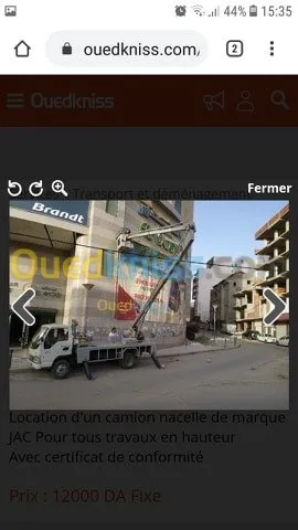 location camion nacelles 16m 