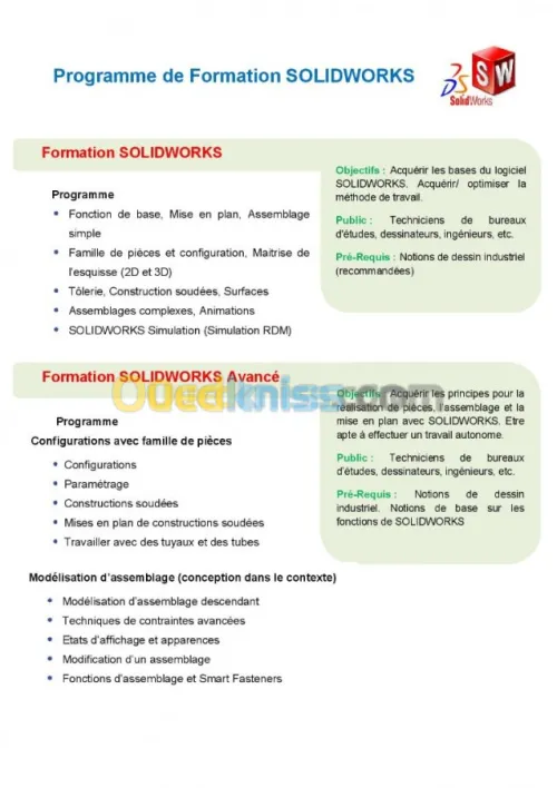 Formateur en logiciel 2D/3D SolidWorks