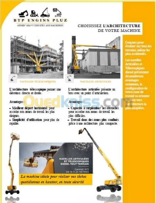 Nacelle elévatrice chariot télescopique
