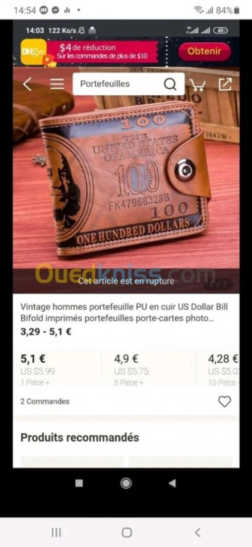 Portefeuille homme Dollars $