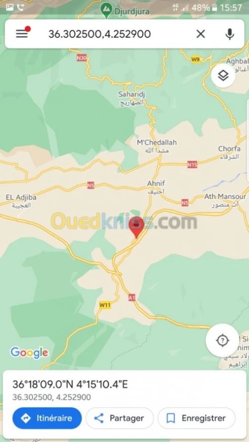 Vente Terrain Bouira Mchedallah