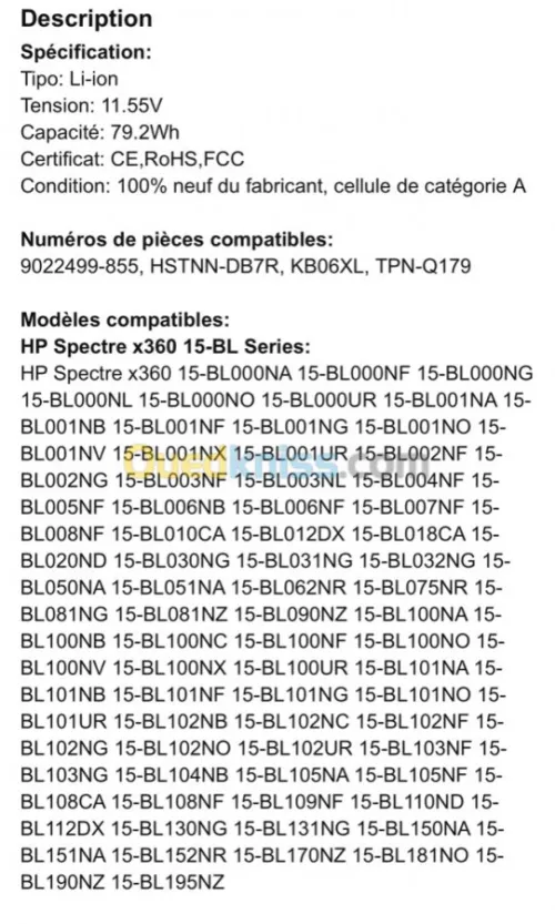 Batterie pour HP Spectre