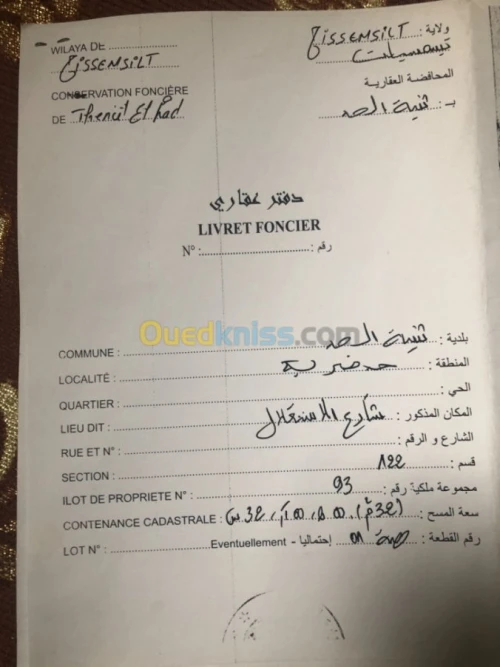 Vente Local Tissemsilt Theniet el had