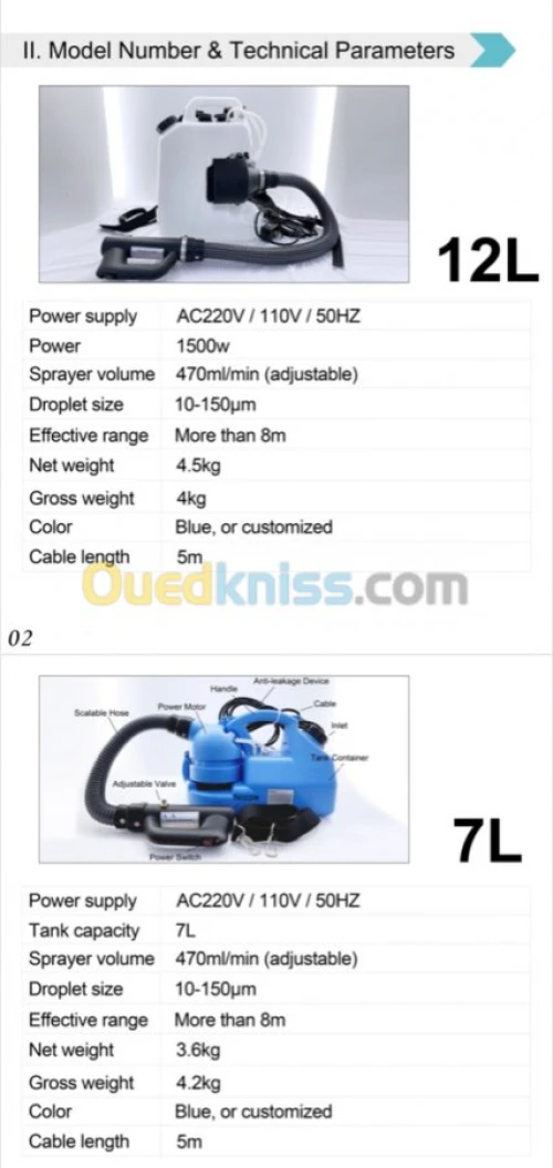 Nébulisateur désinfection ULV 7L 12L