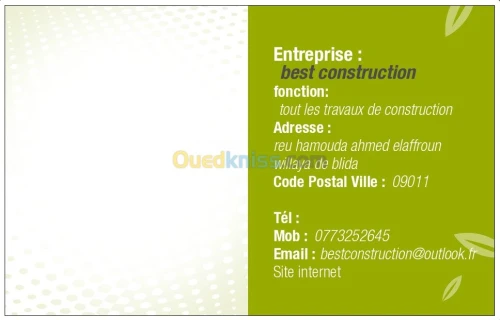tout les travaux de construction 