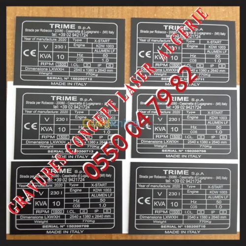 Plaques Industrielles Gravées au laser