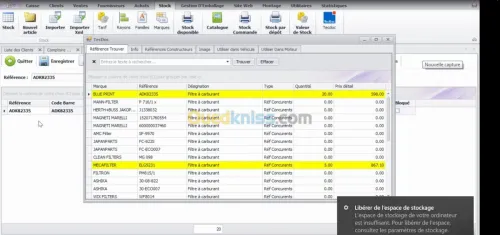 gestion de stock pieces detachees 
