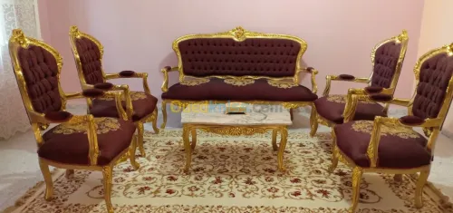 Salon égyptien 7 places +table marbre