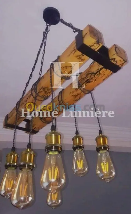 Lustre en bois moderne industriel