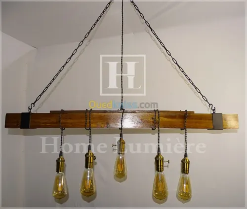 Lustre en bois moderne industriel