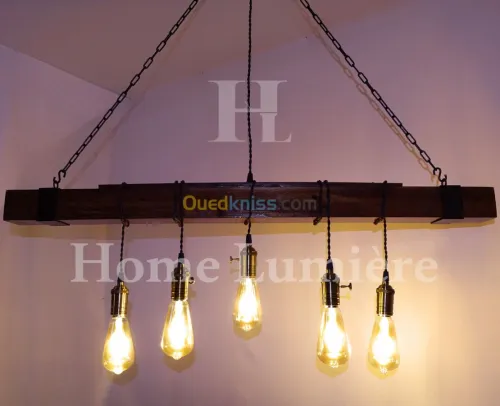 Lustre en bois moderne industriel