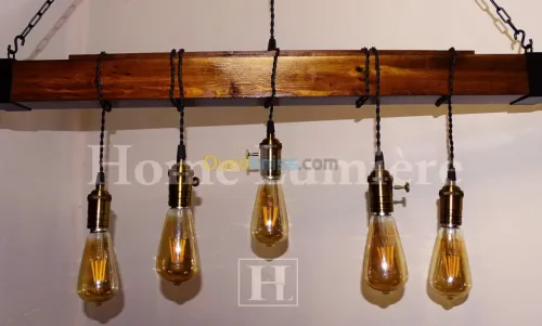 Lustre en bois moderne industriel