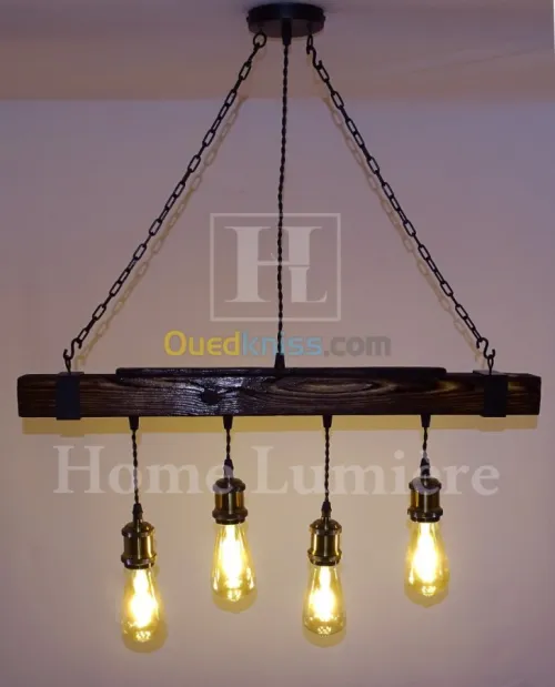Lustre en bois moderne industriel