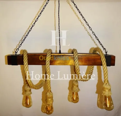 Lustre en bois moderne industriel