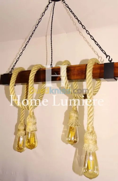 Lustre en bois moderne industriel