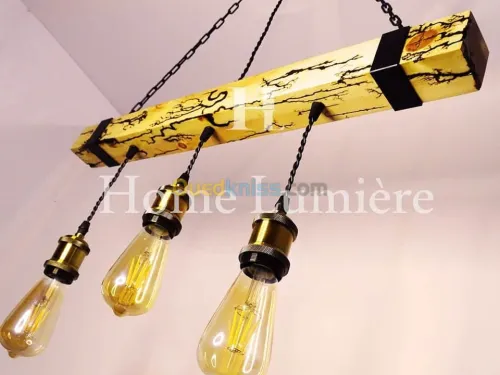 Lustre en bois moderne industriel