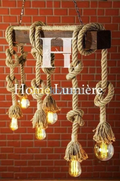 Lustre en bois moderne industriel