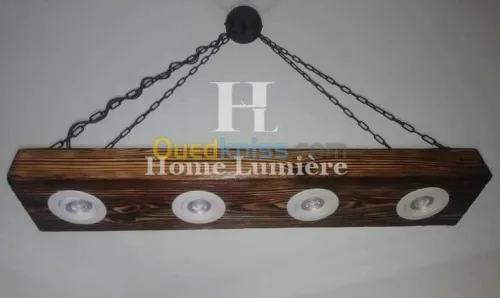 Lustre en bois moderne industriel