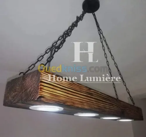 Lustre en bois moderne industriel