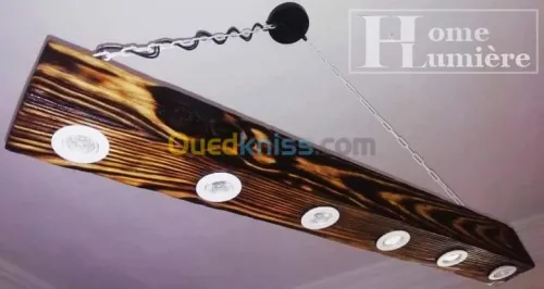 Lustre en bois moderne industriel