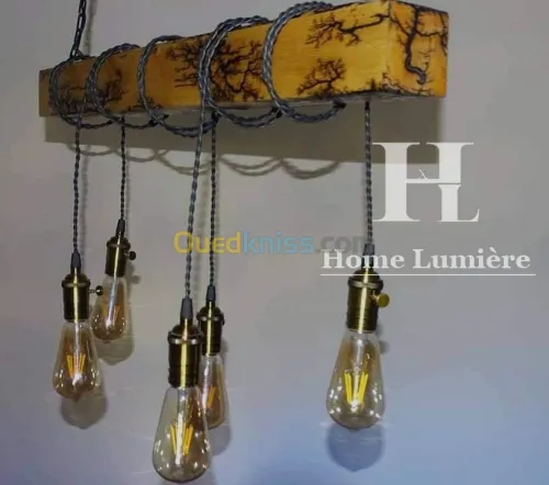 Lustre en bois moderne industriel