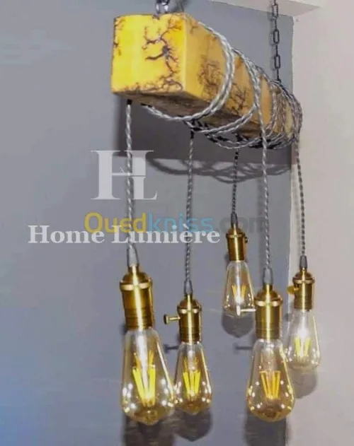 Lustre en bois moderne industriel