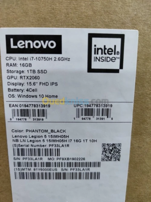 LEGION 5 I7 10750H/16G/1T SSD/RTX2060