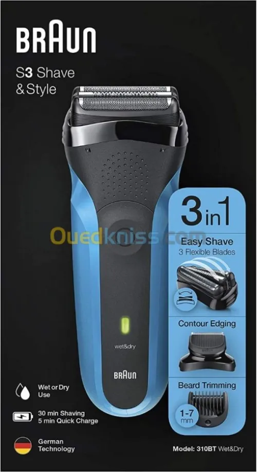 Braun Rasoir électrique /Tondeuse 3en1 WET AND DRY  310BT