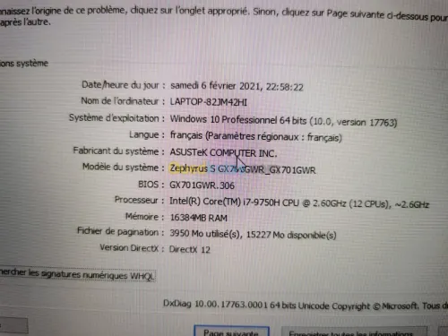 Asus rog 17" i7 9e rtx 2070 magasin