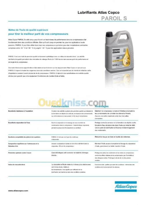 ATLAS COPCO PAROIL S 20 LITRES DISPONIBLE