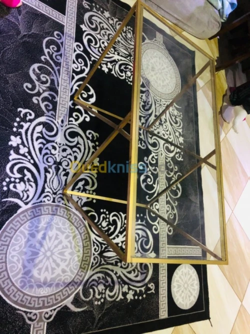 Table basse contemporaine métal verre 