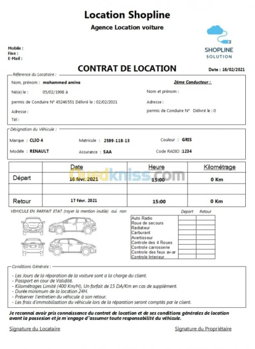 Logiciel Location de voiture LocaLine
