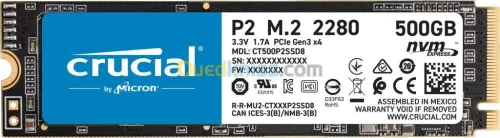 SSD Crucial P2 P5 M.2 PCIe NVMe 500 Go