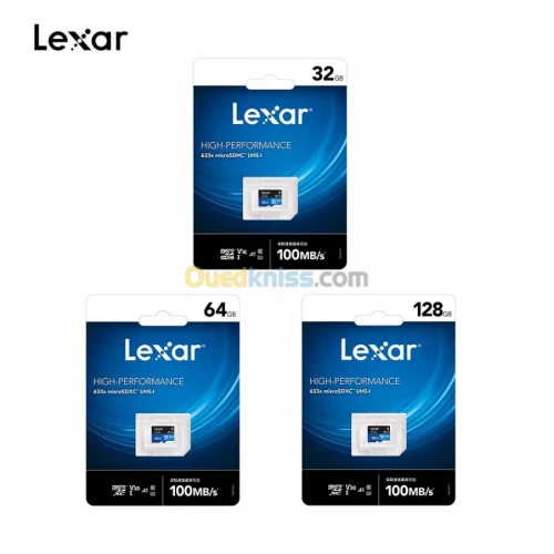 Carte mémoire Micro SD Lexar 633x 4K 32GB 64GB 128GB 100Mbps CLASS 10 ORIGINAL