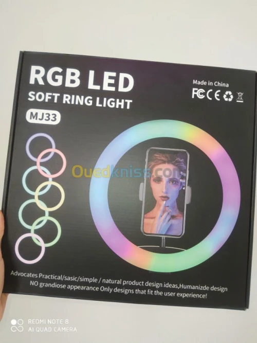 Ringlight rgb led 33cm + suport 2,2 mt