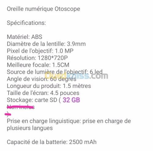 Otoscope d'oreilles numérique médical