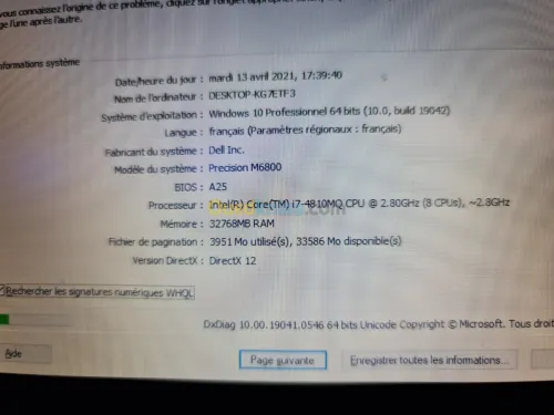 Station dell precision i7 ram 32 2 ssd
