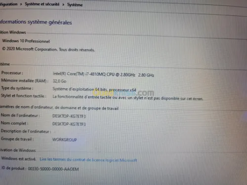Station dell precision i7 ram 32 2 ssd