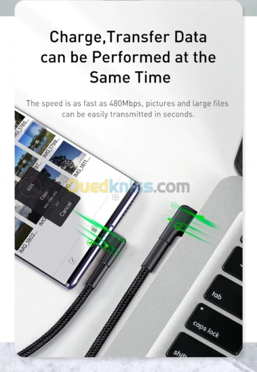 Cable Baseus Double Bend USB > Type C 