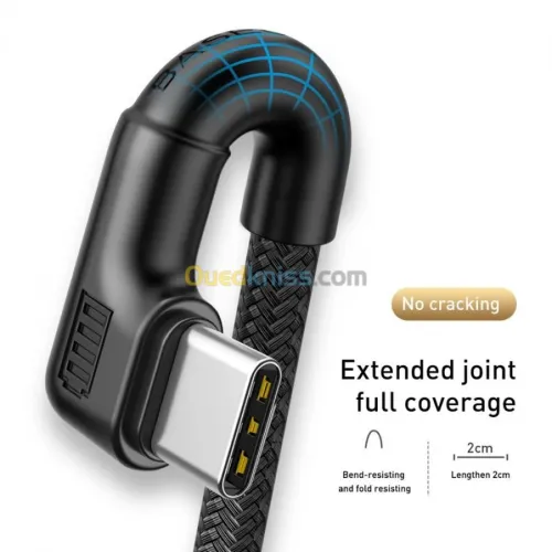 Cable Baseus Double Bend USB > Type C 