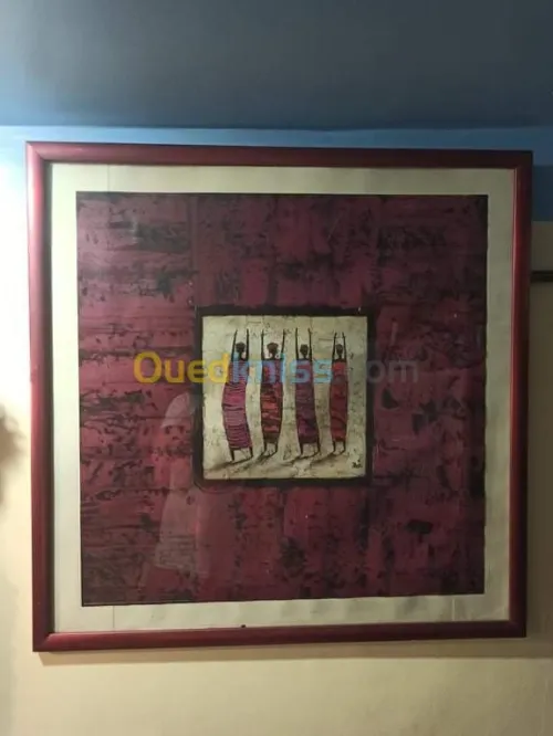Tableau décor africain "Vie de village"