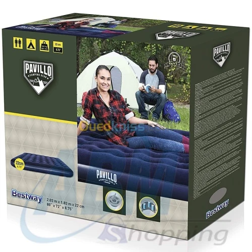 Matelas gonflable camping 203 x 183 x 22 cm -2 places 