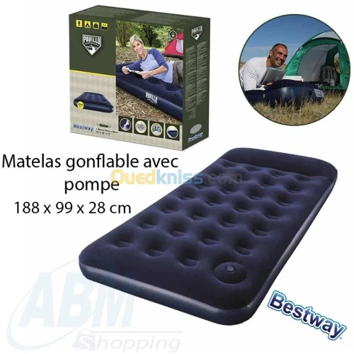 Matelas gonflable avec pompe à pied intégrée 188x99x28 cm _ Bestway