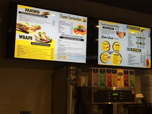 Menu board animé pour fastfood, snack