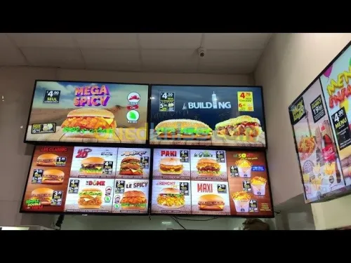 Menu board animé pour fastfood, snack