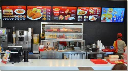 Menu board animé pour fastfood, snack
